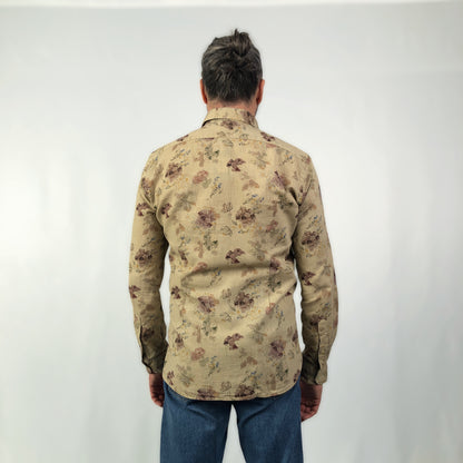 CAMICIA MISTO LINO FANTASIA IN TINTA